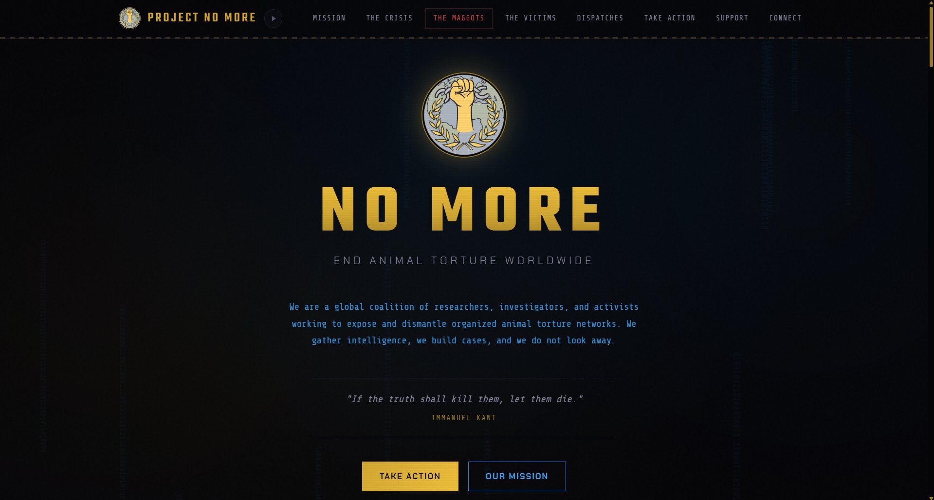 Project No More homepage