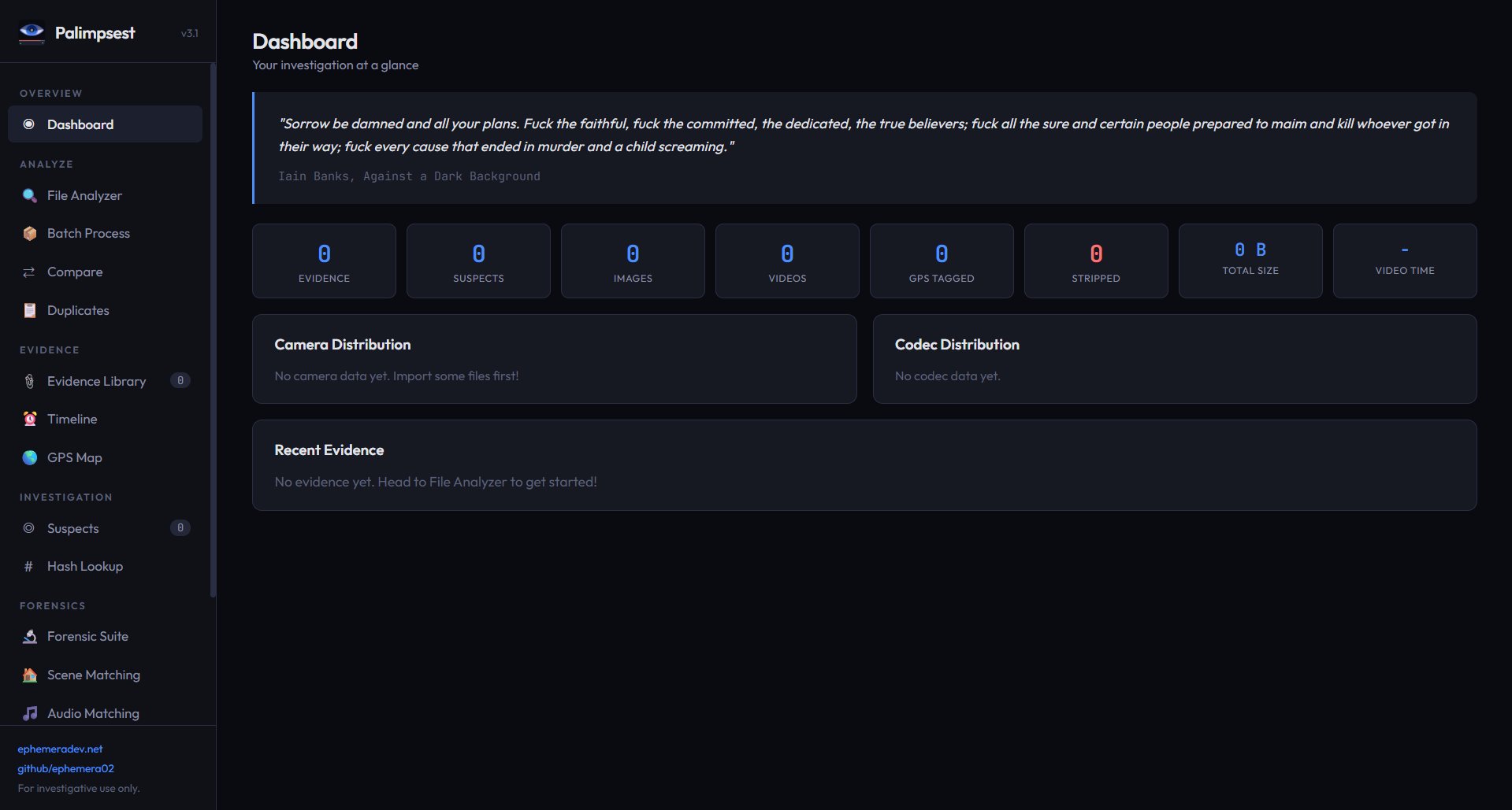 Palimpsest Dashboard