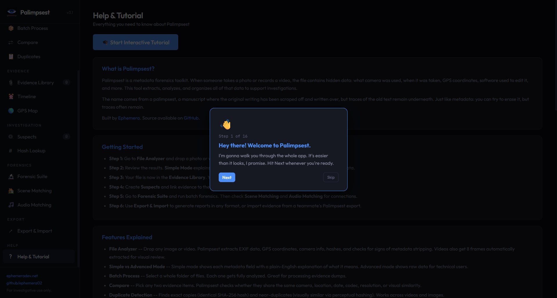 Palimpsest Interactive Tutorial