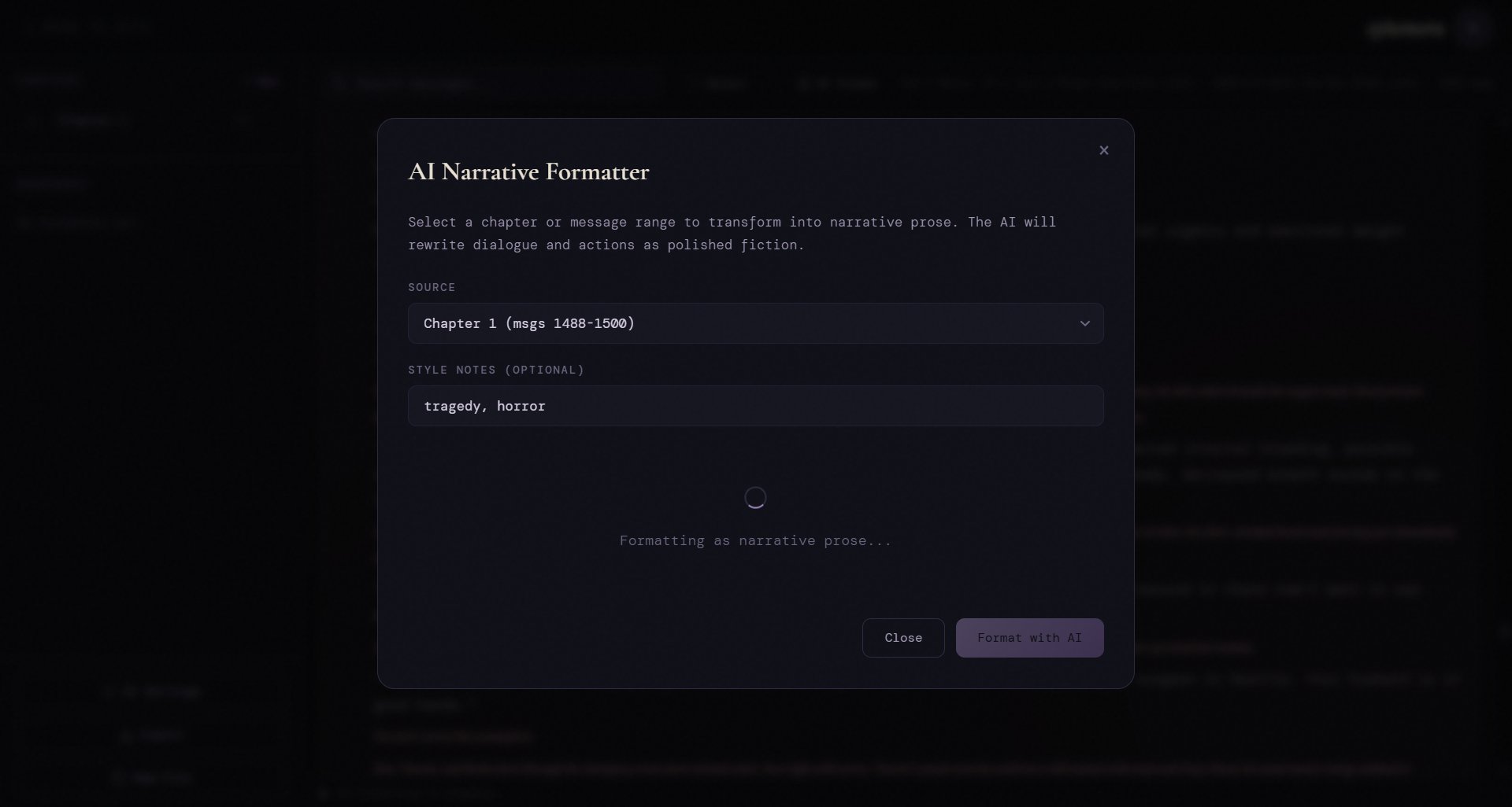SillyScribe AI formatter loading