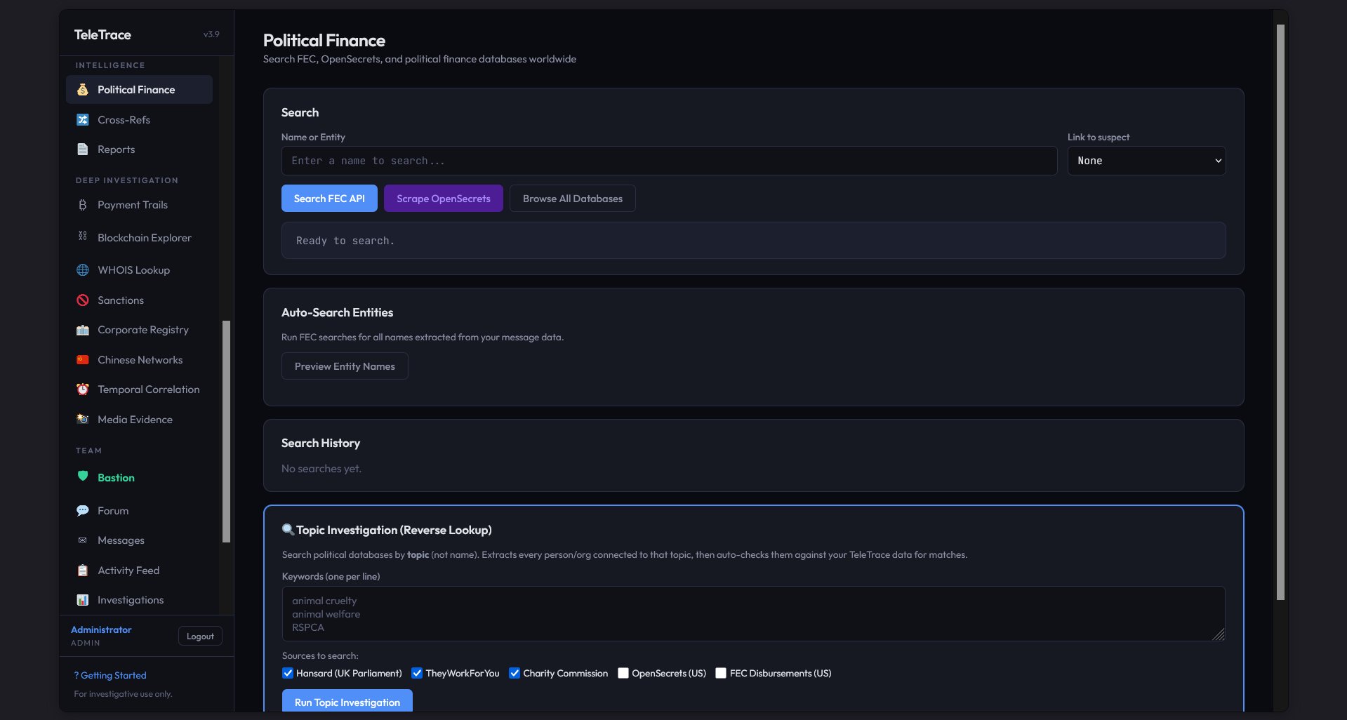 TeleTrace political finance