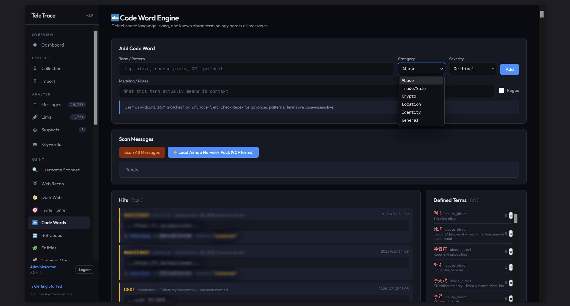 TeleTrace code word engine